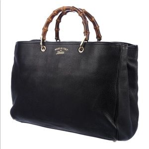 GUCCI LARGE BAMBOO SHOPPER TOTE BLACK